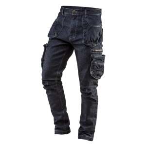 Pantaloni de lucru Neo farmer, 98% bumbac, 410 g/m2, marimea L, denim albastru, 5 buzunare, mai multe buzunare pentru instrumente, protectii pentru genunchi, cusaturi intarite, rezistente, confortabile, imbracaminte de lucru - Neo Pantaloni de lucru