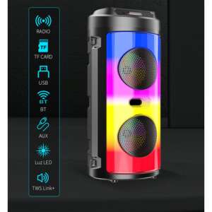 ZQS-4248 Głośnik Bluetooth z mikrofonem, karaoke, oświetleniem LED i wieloma opcjami wejścia - Nonbrand Ściana dźwięku