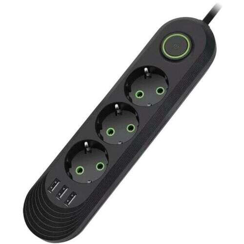 Čierna <product_name> 3-as Elosztó 3 USB Csatlakozóval Fehér F-03U rozdvojka s 3 zásuvkami Schuko a 3 USB portami