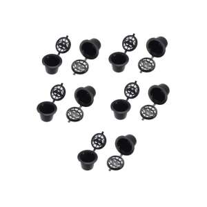 Újratölthető műanyag kávé kapszula, Nespresso kávégépekhez 10db fekete színben