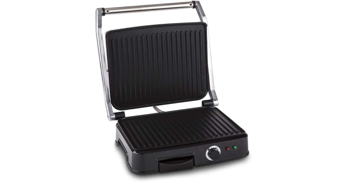 Clatronic KG 3487 2000 W, grill 2 kontakt inox-fekete termosztát, lámpa