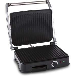 Clatronic KG 3487 2000 W grill kontaktowy, otwarty, czarny i stal nierdzewna, z powłoką zapobiegającą przywieraniu - Grill stołowy i Urządzenie do wypieku wafli