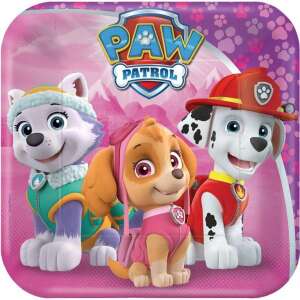 Paw Patrol 8-pak 18 cm kwadratowych talerzy papierowych z Skye, Everest i Marshallem - Talerz jednorazowy