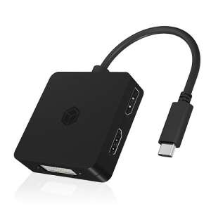ICY BOX IB-DK1104-C Adapter USB-C do DVI, HDMI, VGA, DisplayPort, czarny - Konwerter HDMI