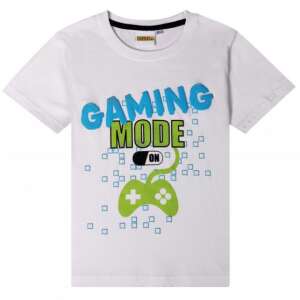 Koszulka dziecięca Gamer Gaming Mode biała, rozmiar 116 cm, z motywem kontrolera do gier wideo. - Moda dla niemowląt i dzieci