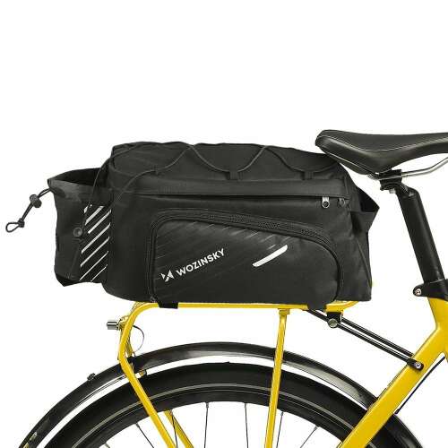 Wozinsky WBB22BK 9L Fahrradgepäckträgertasche auf einem gelben Fahrrad montiert