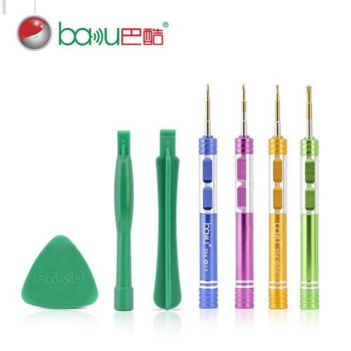 Precision screwdriver set for mobile phone repair, includes 5 screwdrivers, 2 opening tools, and a triangle tool