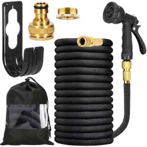 Elastyczny wąż ogrodowy z pistoletem, 10 m - 30 m, czarny