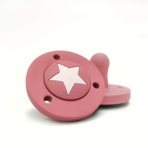Rózsaszín szilikon baba rágóka fehér csillaggal, BPA mentes - Rágóka