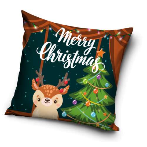 Merry Christmas reindeer and Christmas tree pillow cover, 40x40 cm