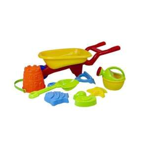 Sandspielset mit Schubkarre, Eimer, Schaufel, Rechen, Formen, Gießkanne, 8-teilig - Sandkastenspielzeug