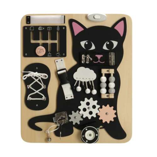 Ikonka Cat Activity Board for Toddlers, Montessori Sensory Board