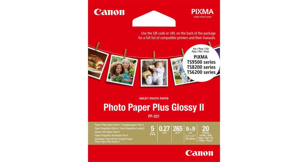 Canon PP201 Photo Paper Plus Glossy II 265g 9x9cm 20db Fényes