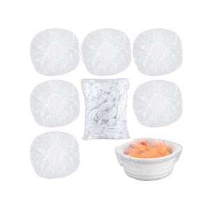 100 pack of reusable food covers, clear plastic food covers for bowls, plates, and dishes, reusable food wrap, food storage covers, food covers for fridge - Household Bag & Pouch