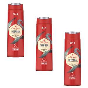 3er Pack Old Spice Deep Sea 3 in 1 Duschgel, Shampoo und Gesichtswäsche mit Meeresbrise Duft - Old Spice
