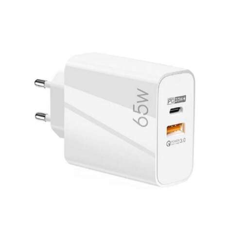 65W USB-C és USB hálózati töltő, fehér, MS-812
