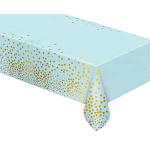 Hellblaue Tischdecke mit goldenen Punkten, 137x183cm, Marke Beauty & Charm - Godan