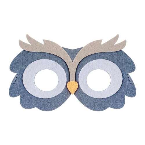 Sovia filcová maska ​​pre deti, sivá a béžová, 18 cm