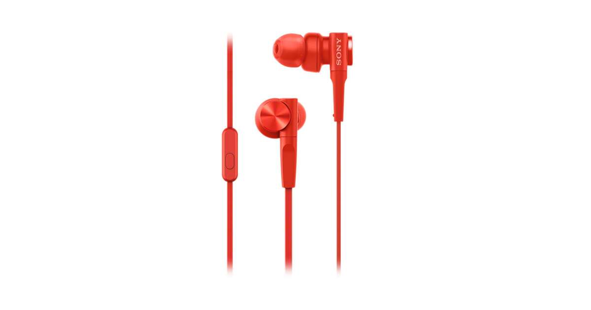 Sony MDRXB55APR Extra Bass red earphones with microphone