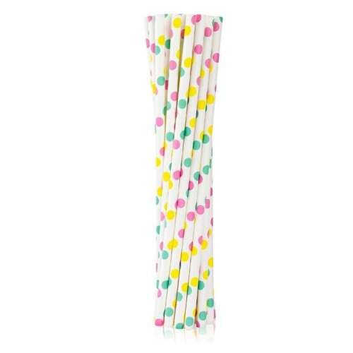 Paie de hârtie Colorful Dots, pachet de 12 bucăți, model cu buline