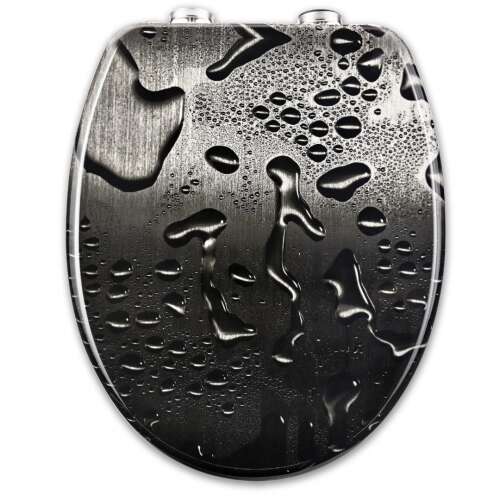 SmileHOME by Pepita fekete vízcsepp mintás duroplaszt WC ülőke lassú záródással