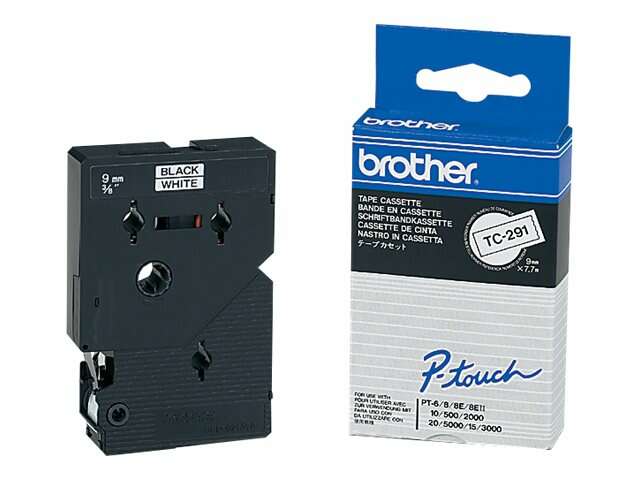 Brother TC-291 (9mm) - 7.7m fehér alapon fekete eredeti öntapadó...