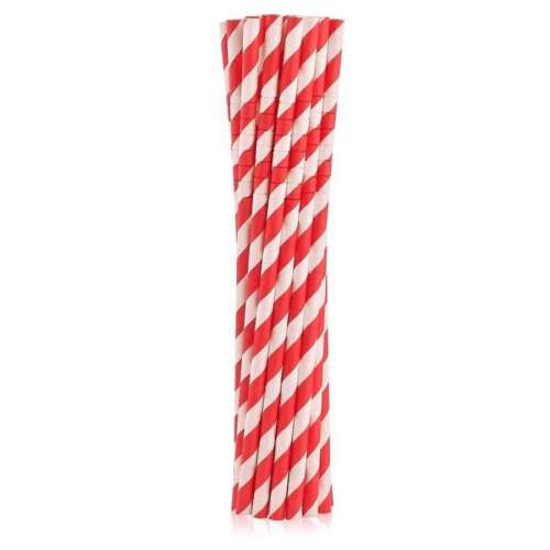 Red and white striped paper straws, pack of 12