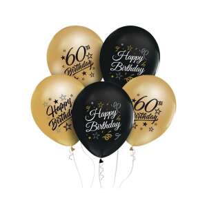 Gold and black 60th birthday balloons, 5 pack - Godan Balloon