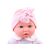 Nahaufnahme des Gesichts der Imádnivalore BOBAS Babypuppe mit rosa Stirnband