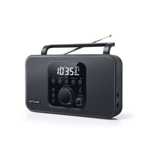 Radio cyfrowe Muse M-091R z zegarem, odbiornikiem radiowym FM i MW, czarne