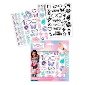 Set de tatuaje WOW Generation, tatuaje temporare pentru fete, include diverse modele, cum ar fi fluturi, note muzicale, inimi și inscripțiile 'Girl Power', 'Be Brave' și 'WOW' - Tatuaje temporare