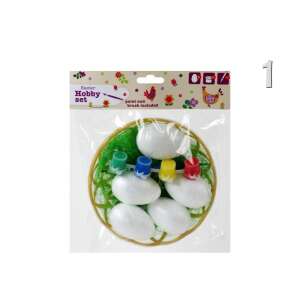 Húsvéti tojásfestő szett 6 db fehér hungarocel tojással, festékkel és ecsettel - Szezonális dekoráció