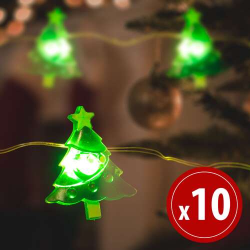 LED fényfüzér - karácsonyfa - 10 LED - 1,2 méter - melegfehér - 2 x AA 50265846