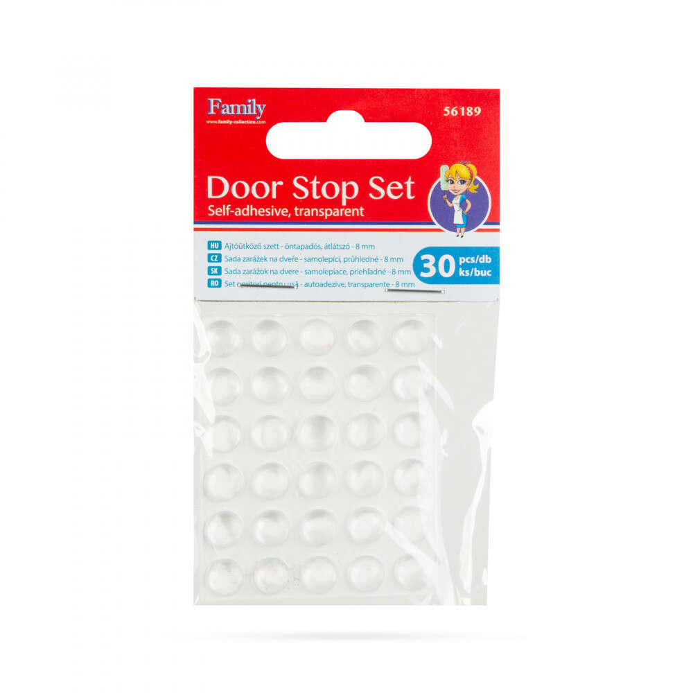 Door Stop Set - Self-adhesive, Transparent - 8 mm - 30 pcs / pack