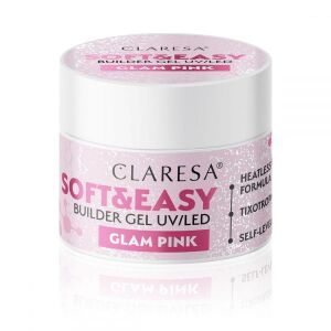 Claresa Soft&Easy Glam Pink Żel Budujący 12g - Samopoziomujący Żel do Łatwej Aplikacji - Sztuczny żel budujący paznokcie