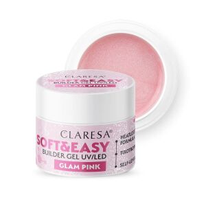 Claresa Soft&Easy Glam Pink Żel budujący, widok otwartego słoika - Sztuczny żel budujący paznokcie