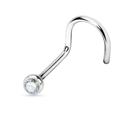 Titán orr piercing kristály kővel - Hajlított szárú piercing