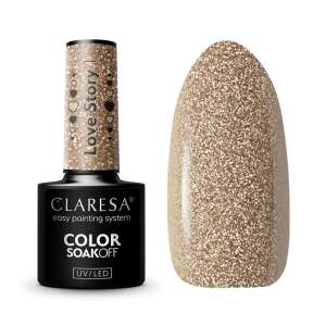 Claresa Love Story 1 Gel Polish, Gold Glitter, Einfaches Lackiersystem, UV/LED - Claresa