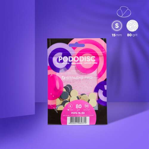 Staleks Pro Pododisc csiszolókorongok, 80-as szemcseméret, S méret, 15 mm, 50 darab