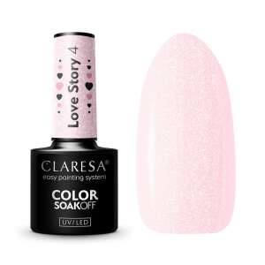 Claresa Love Story 4 Gel Polish, hellrosa mit Glitzer, 5g Flasche - Gel-Lack