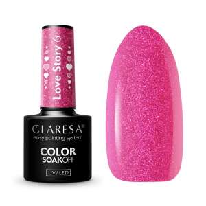 Claresa Love Story 6 Gel Polish, pinker Glitzer Nagellack, UV LED Gel Polish - Gel-Lack