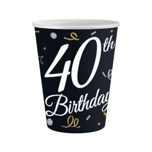 Black paper cup with gold and silver glitter design, 40th birthday party supplies - Godan Disposable Cup