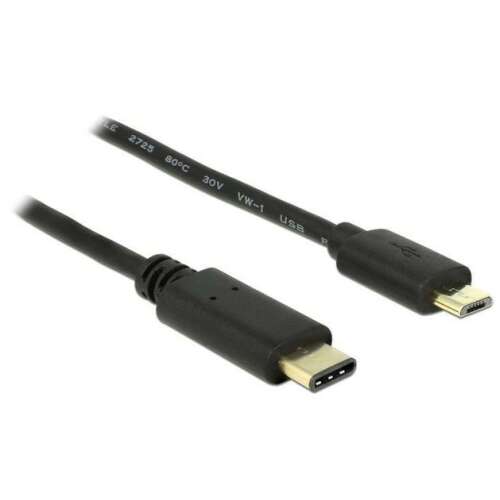 Cablu DeLOCK 2m USB-C la Micro-USB, negru