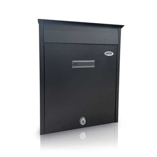 Posta I. matt fekete mailbox, black, metal, with lock, for mail delivery