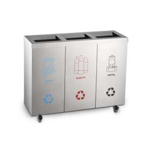 Coș de gunoi selectiv din oțel inoxidabil din 3 piese din oțel 304 105679306 - Cosuri de gunoi