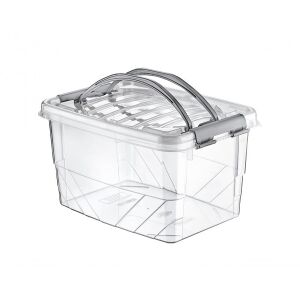 Hobby multi box 7l, recipient de depozitare din plastic transparent cu mâner gri, cutie de organizare - Depozitare și organizare