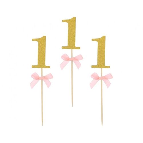 Pink 1st Birthday díszítő pálca 10 db-os 141497658