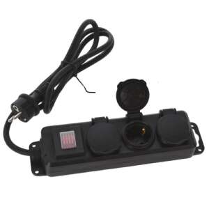FX Control outdoor power strip with 3 sockets, 1.5m cable, black - ProGarden