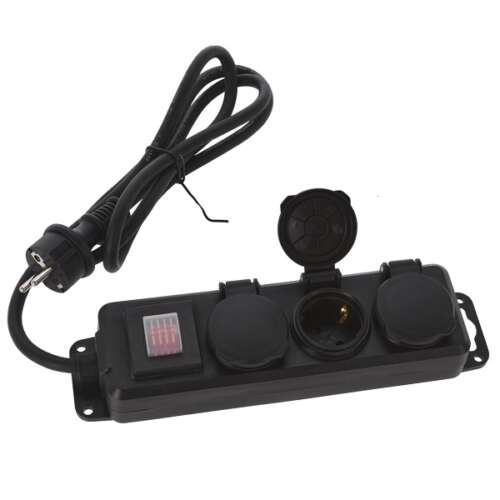 Listwa zasilająca FX Control do użytku zewnętrznego z 3 gniazdami, kablem 1,5m, czarna