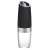 black electric salt and pepper grinder with clear glass container and silver accents